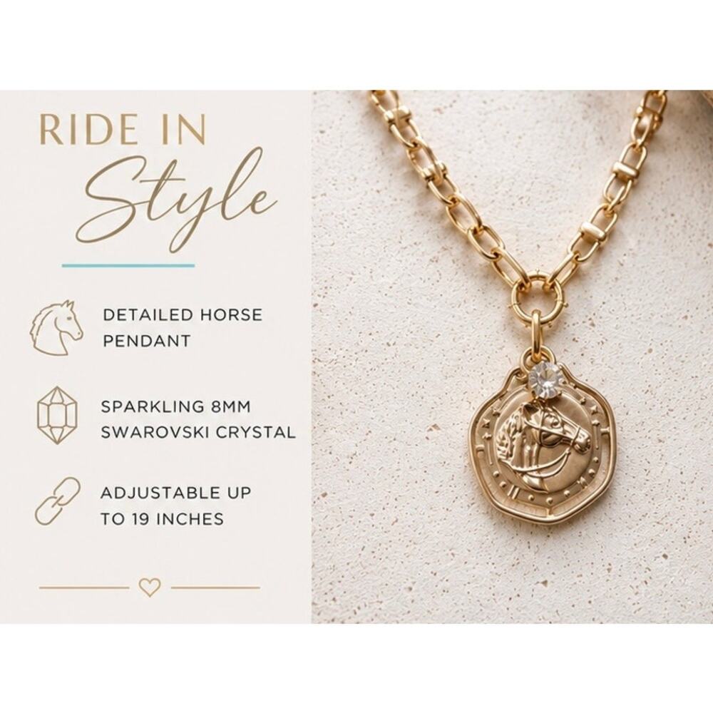 Matte Gold Horse Necklace • Equestrian Jewelry • Gift for Horse Lovers - Picture 10 of 10
